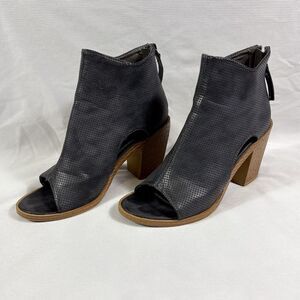 Maurices Heel Height Boots Women's Size 8M Black Open Toe Back Zip Shoes Outdoor